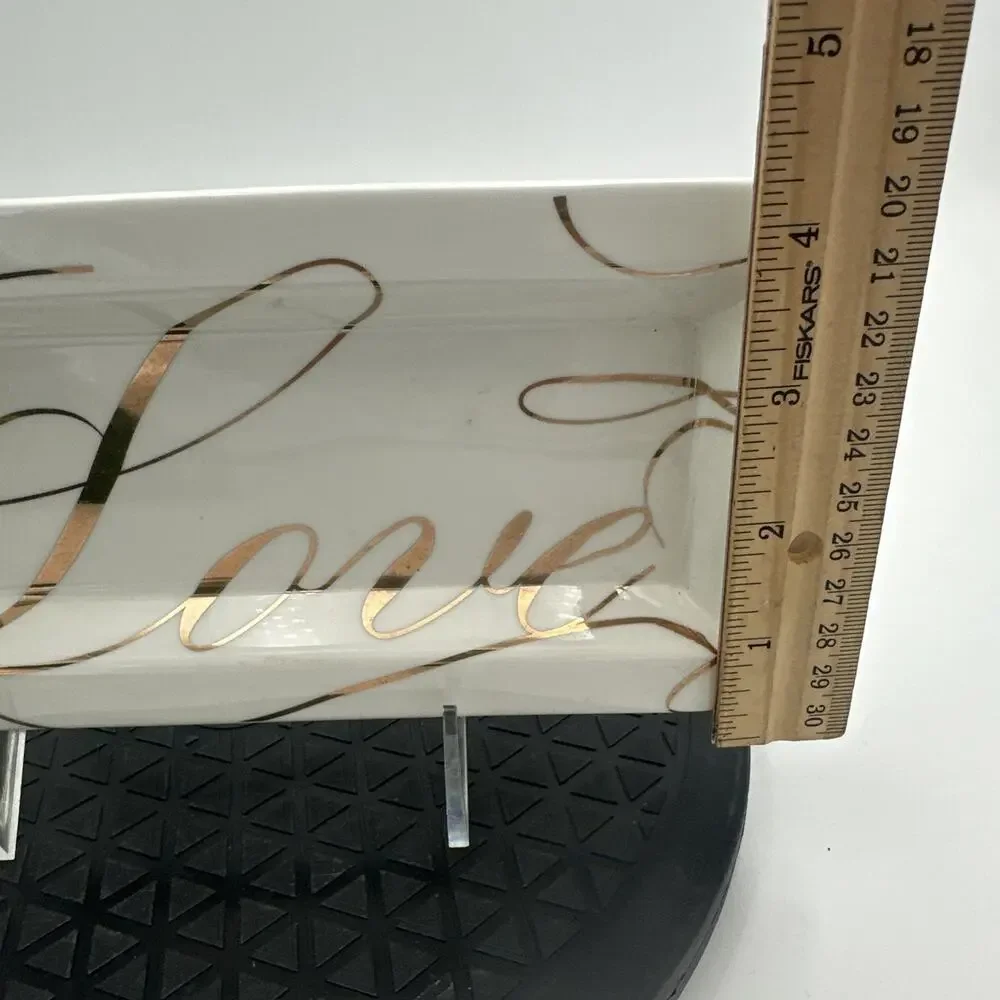 Pottery Barn Love Rectangular Ash Gray/ Tray Gold Trim